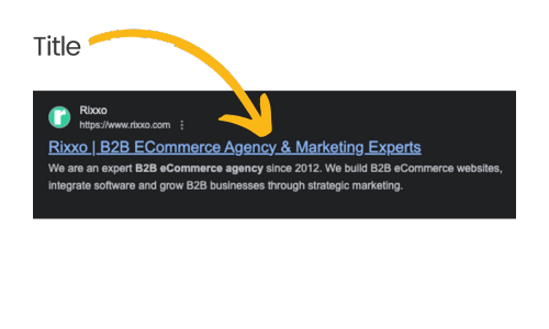 The Essential eCommerce SEO Audit Checklist: Get More Traffic and Sales A screenshot showing a title tag in the search engine results
