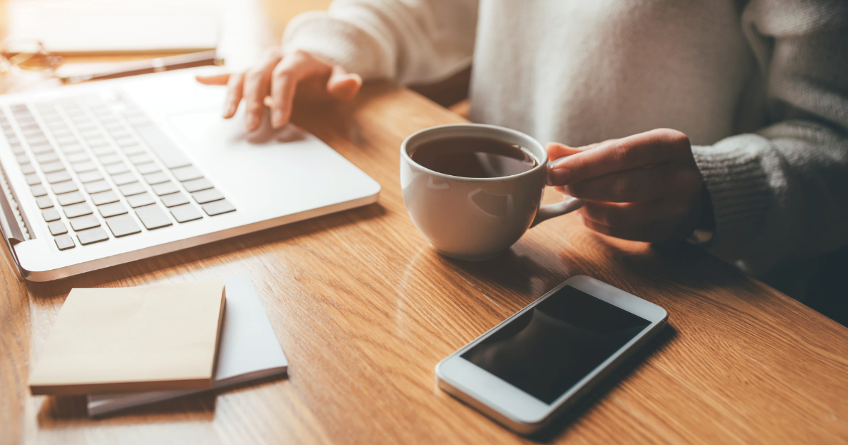 Photo showing someone working from home